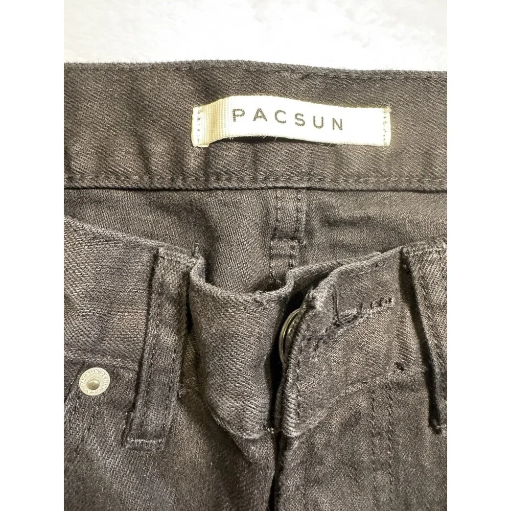 PacSun‎ Mens Skinny Comfort Stretch Distressed Black Jeans 29x32 Knee Rips